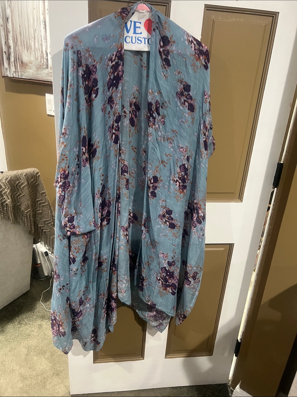 Angie Light Blue Floral Kimono Wrap
